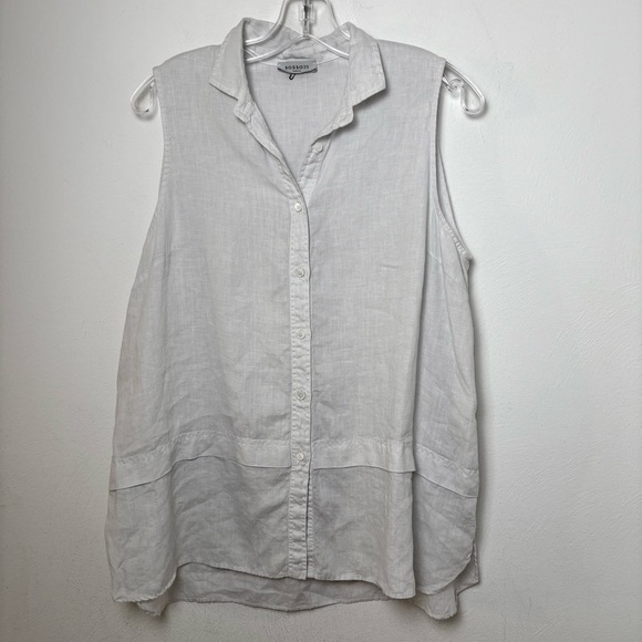 ROSSO35 Made in Italy Linen Ethereal Light Grey Button Down Tunic Sleeveless Top - Picture 10 of 16
